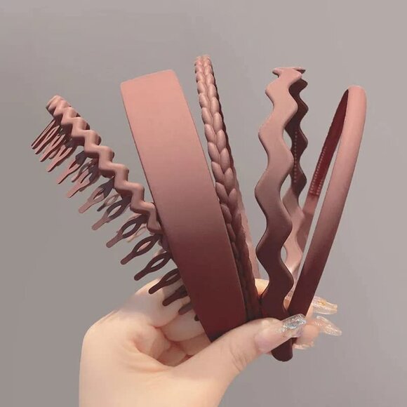 Accessories - 5PCS Non Slip Plastic Headbands for Women and Girls Wide Head Bands with Teeth B